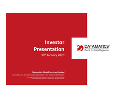 Investor Presentation 30Th January 2020