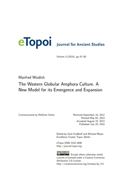 The Western Globular Amphora Culture. a New Model for Its Emergence and Expansion