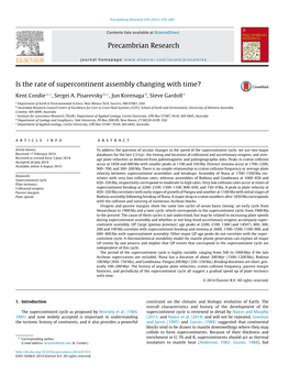 Is the Rate of Supercontinent Assembly Changing with Time?