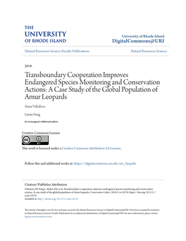 Transboundary Cooperation Improves Endangered Species Monitoring and Conservation Actions: a Case Study of the Global Population of Amur Leopards Anna Vitkalova