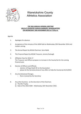 Minutes of the 2015 AGM Are HERE