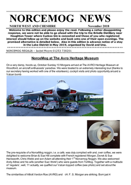 NORCEMOG NEWS NORTH WEST and CHESHIRE November 2018 Welcome to This Edition and Please Enjoy the Read