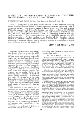 A Study of Predation Rates of Leeches on Tubificid Worms Under Laboratory Conditions1