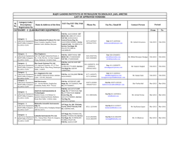 LABORATORY EQUIPMENT) from To