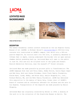 Levitated Mass Backgrounder