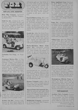 Golf Cars, Carts, Equipment Golf Equipment