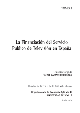 La Financiación Del Servicio Público De Televisión En España Índice