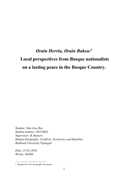 Orain Herria, Orain Bakea:1 Local Perspectives from Basque Nationalists
