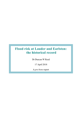 Flood Risk at Lauder and Earlston: the Historical Record