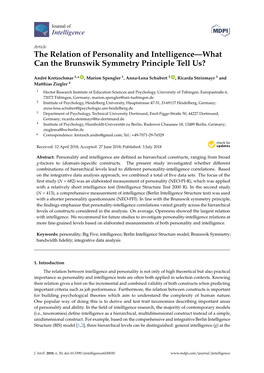 The Relation of Personality and Intelligence—What Can the Brunswik Symmetry Principle Tell Us?