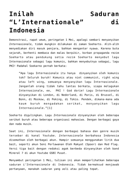Inilah Saduran “L'internationale” Di Indonesia