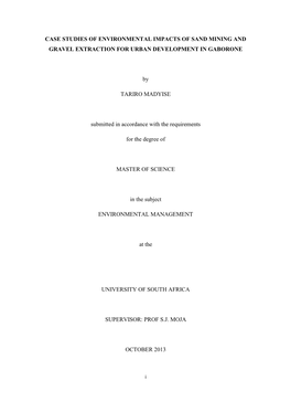 Case Studies of Environmental Impacts of Sand Mining and Gravel Extraction for Urban Development in Gaborone