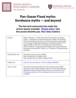 Pan-Gaean Flood Myths: Gondwana Myths -- and Beyond