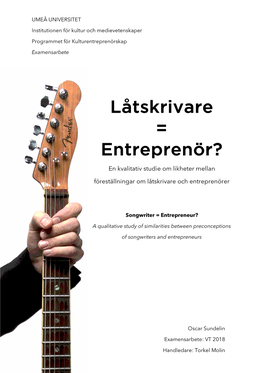 Låtskrivare = Entreprenör?