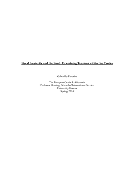 Fiscal Austerity and the Fund: Examining Tensions Within the Troika