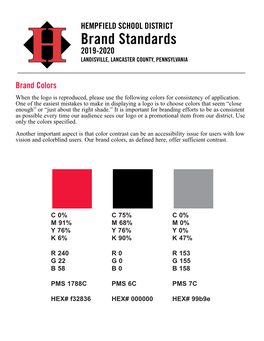 Brand Standards 2019-2020 LANDISVILLE, LANCASTER COUNTY, PENNSYLVANIA