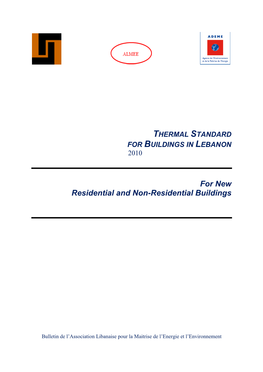 Thermal Standard for Buildings in Lebanon 2010