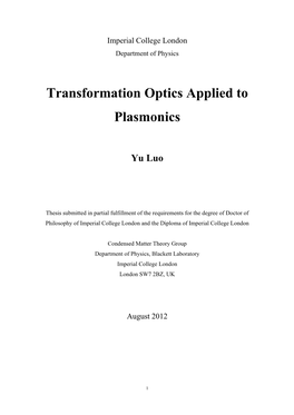 Transformation Optics Applied to Plasmonics