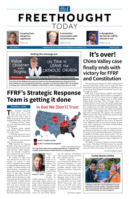 March 2019 Getting the Message out It’S Over! Chino Valley Case Finally Ends with Victory for FFRF