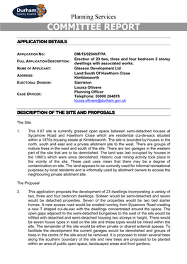 Land South of Hawthorn Close, Kimblesworth PDF 703 KB