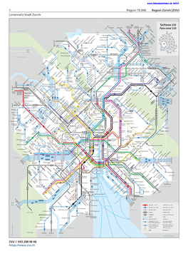 Stadt Zürich | Zurich City Region 70.000 Region Zürich (ZVV) Liniennetz Stadt Zürich