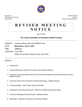Revised Meeting Notice