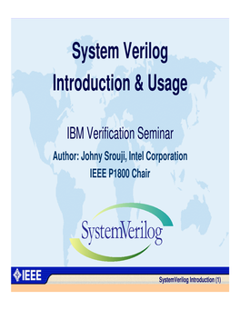 System Verilog Introduction & Usage