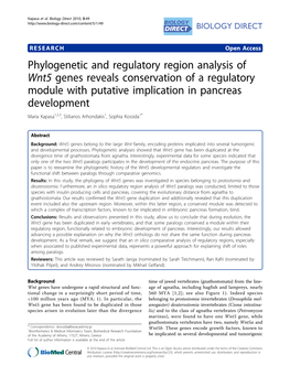 Phylogenetic and Regulatory Region Analysis of Wnt5 Genes Reveals