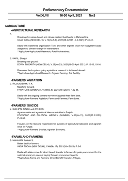 Parliamentary Documentation Vol.XLVII 16-30 April, 2021 No.8