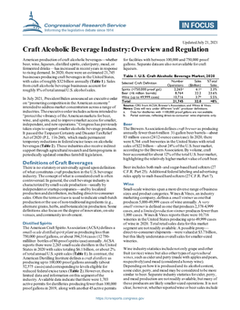 Craft Alcoholic Beverage Industry: Overview and Regulation