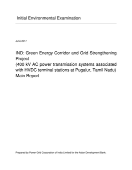 (400 Kv AC Power Transmission Systems Associated with HVDC Terminal Stations at Pugalur, Tamil Nadu) Main Report
