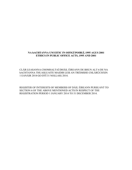 NA Hachtanna UM EITIC in OIFIGÍ POIBLÍ, 1995 AGUS 2001 ETHICS in PUBLIC OFFICE ACTS, 1995 and 2001