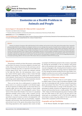 Zootoxins As a Health Problem in Animals and People