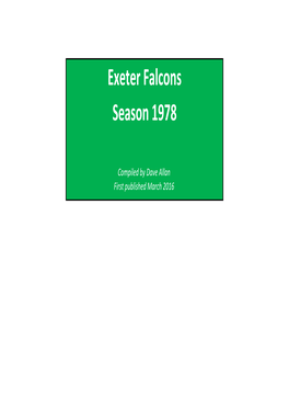 Exeter Falcons Season 1978