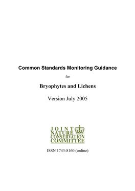 Common Standards Monitoring for Bryophytes and Lichens