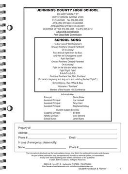 Student Handbook & Planner 1 TABLE of CONTENTS Absence Classifications