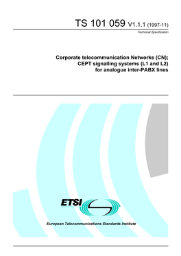 CEPT Signalling Systems (L1 and L2) for Analogue Inter-PABX Lines