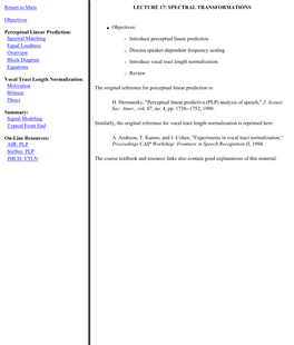 Lecture 17: Spectral Transformations