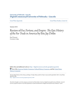 The Epic History of the Fur Trade in America by Eric Jay Dolin Brad Tennant Presentation College