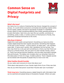 Common Sense on Digital Footprints and Privacy