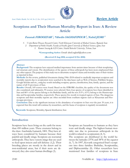 Scorpions and Their Human Mortality Report in Iran: a Review Article