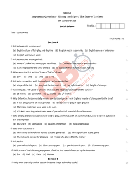 History and Sport: the Story of Cricket QB365 Section-A Section-B
