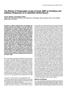 The Effects of Postsynaptic Levels of Cyclic AMP on Excitatory and Inhibitory Responses of an Identified Central Neuron