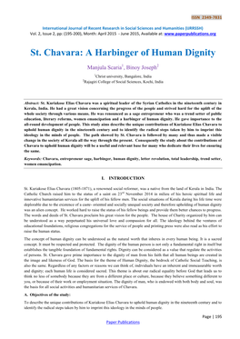 St. Chavara: a Harbinger of Human Dignity