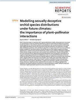 Modelling Sexually Deceptive Orchid Species Distributions Under Future Climates