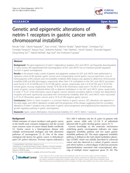 Genetic and Epigenetic Alterations of Netrin-1 Receptors in Gastric Cancer