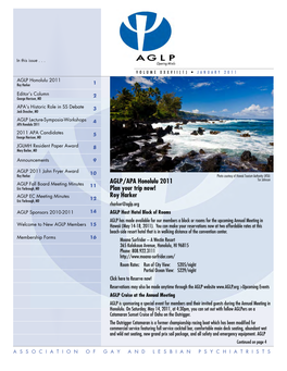 AGLP/APA Honolulu 2011 Plan Your Trip Now! Roy Harker