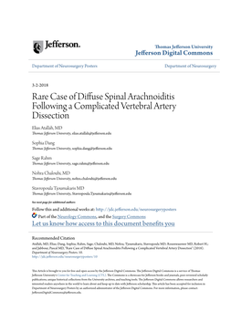 Rare Case of Diffuse Spinal Arachnoiditis Following A