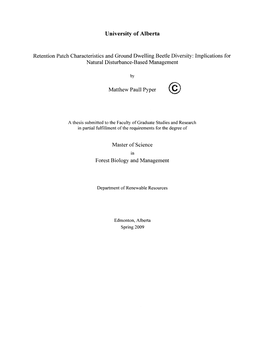 Retention Patch Characteristics and Ground Dwelling Beetle Diversity: Implications for Natural Disturbance-Based Management