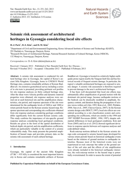 Seismic Risk Assessment of Architectural Heritages in Gyeongju